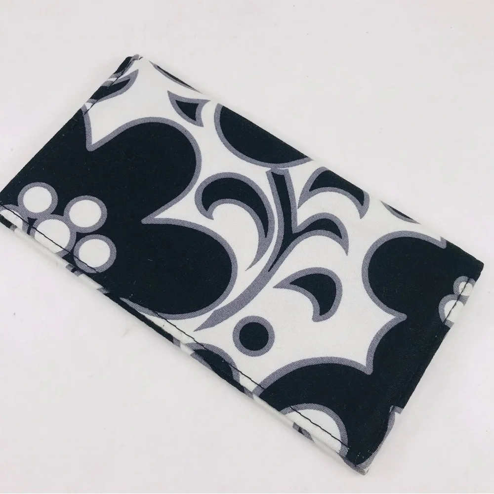 Vera Bradley Checkbook Cover Night and Day Black White Floral Cotton
